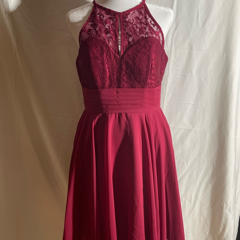 JJs House Deep Red Lace Dress